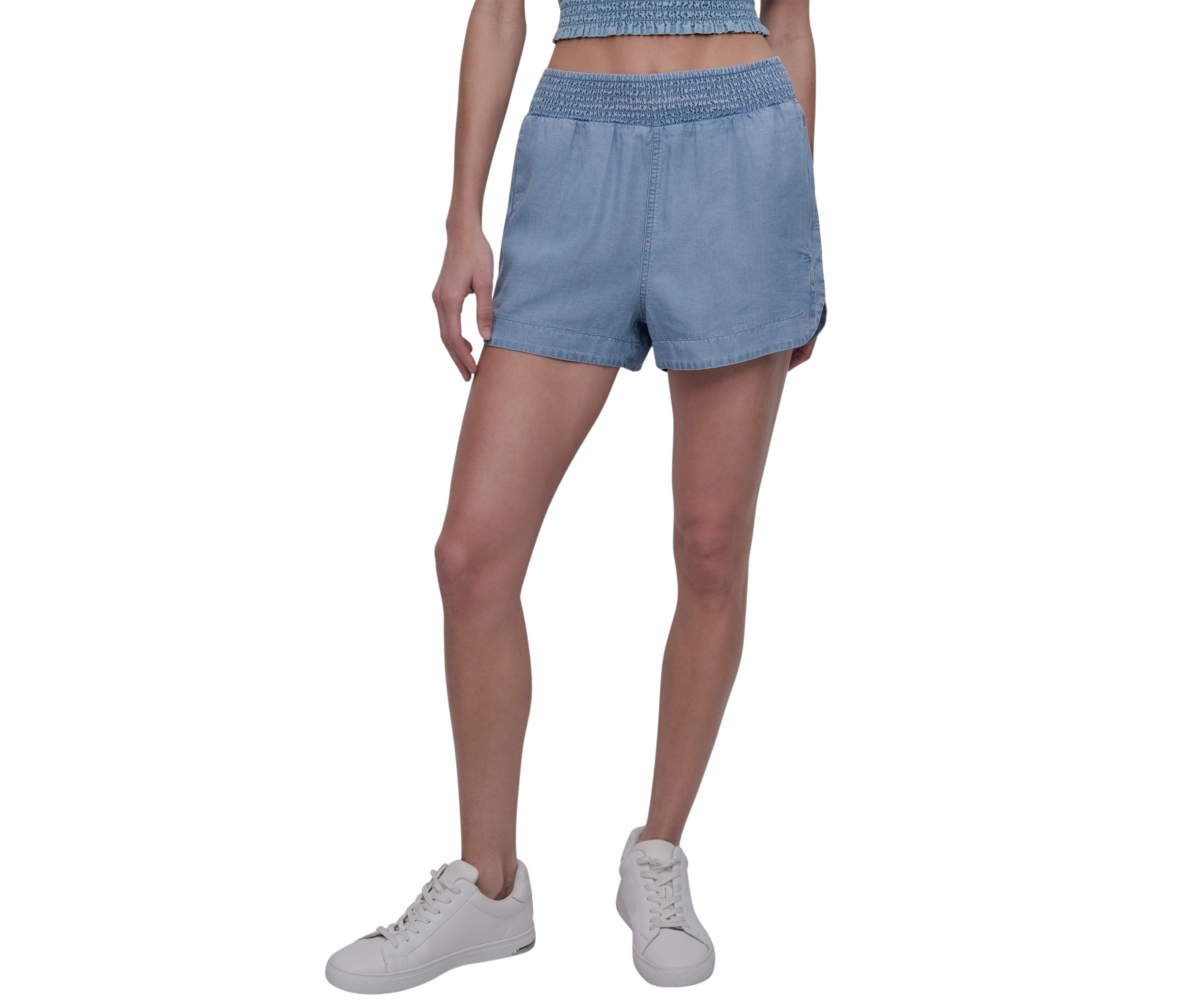 Womens Garment Dyed Dolphin Hem Shorts