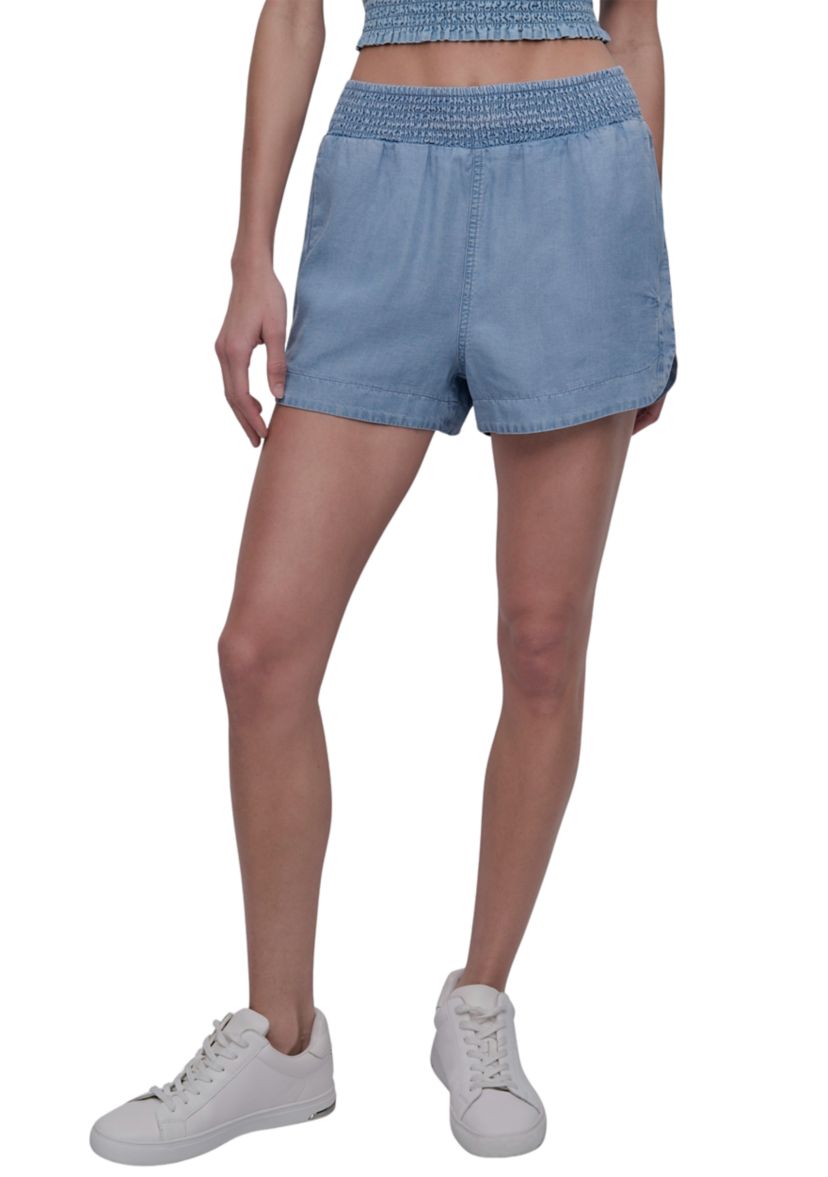 Womens Garment Dyed Dolphin Hem Shorts