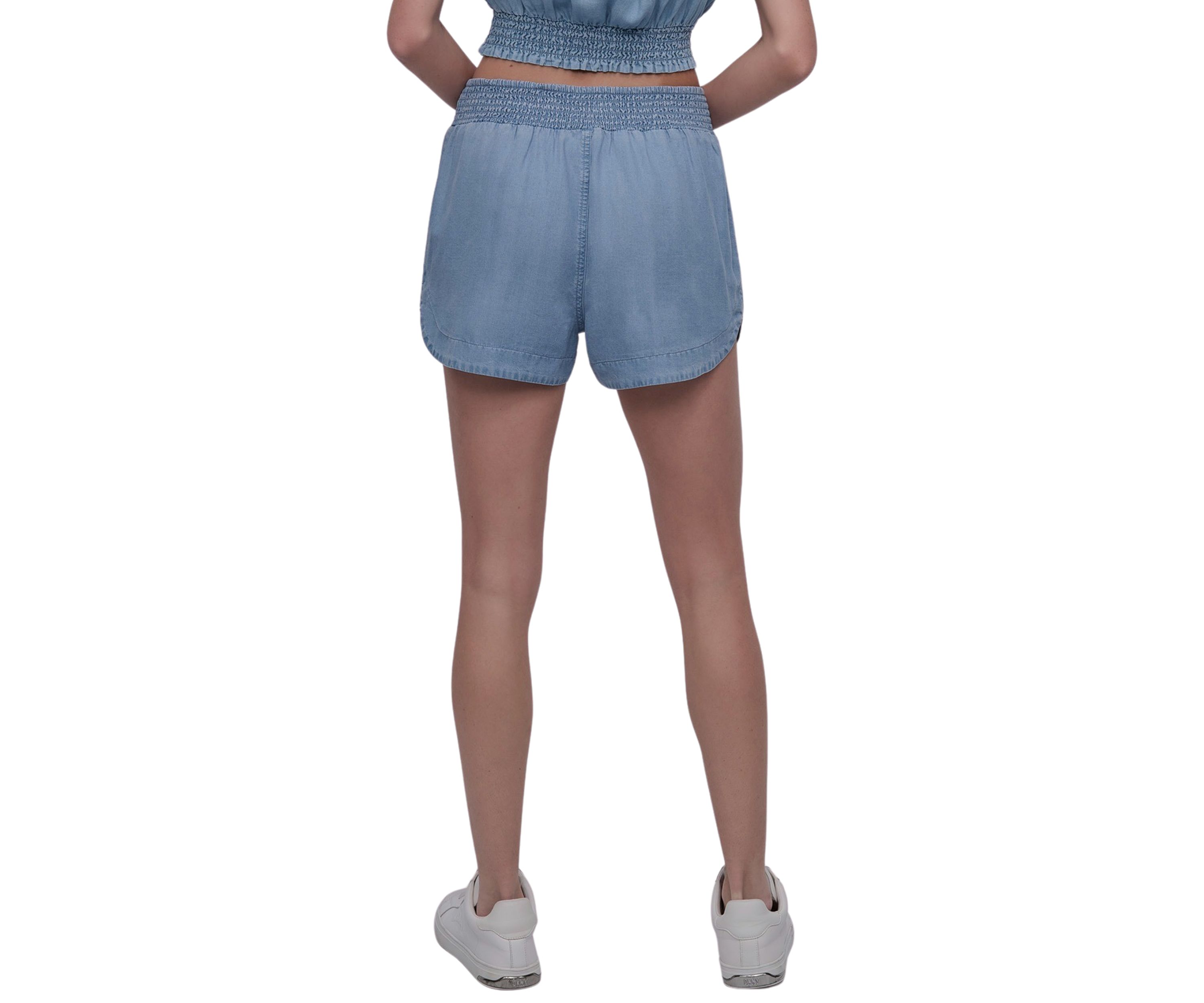 Womens Garment Dyed Dolphin Hem Shorts