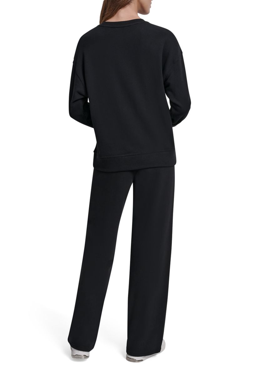 Womens Crew Neck Rhinestone Logo Sweatshirt