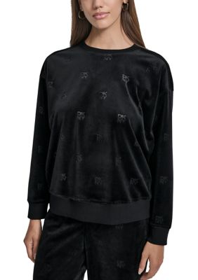 DKNY Jeans Women's Long Sleeve Sweatshirt, Black, Large