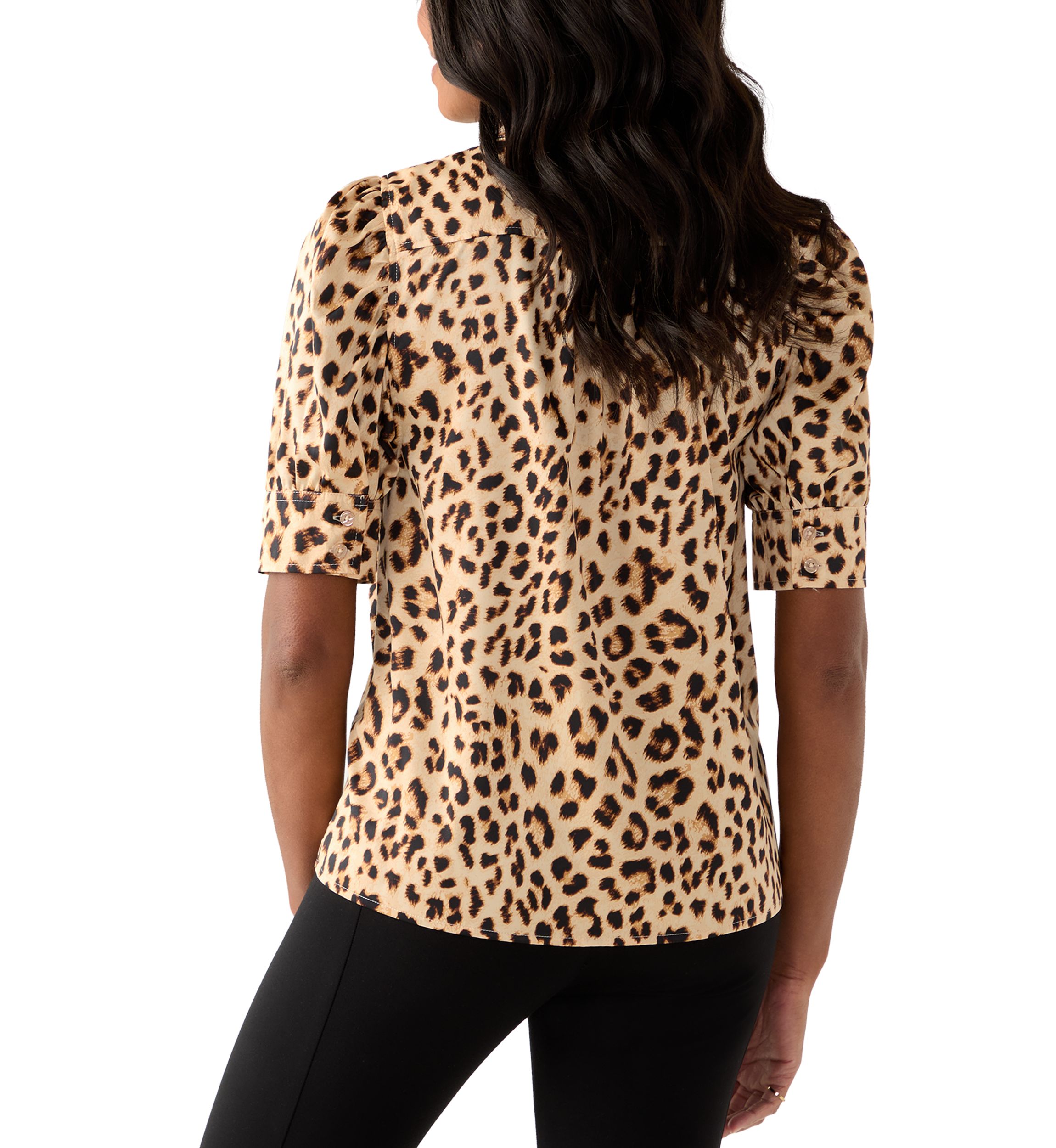 Puff Sleeve Button-Up Blouse