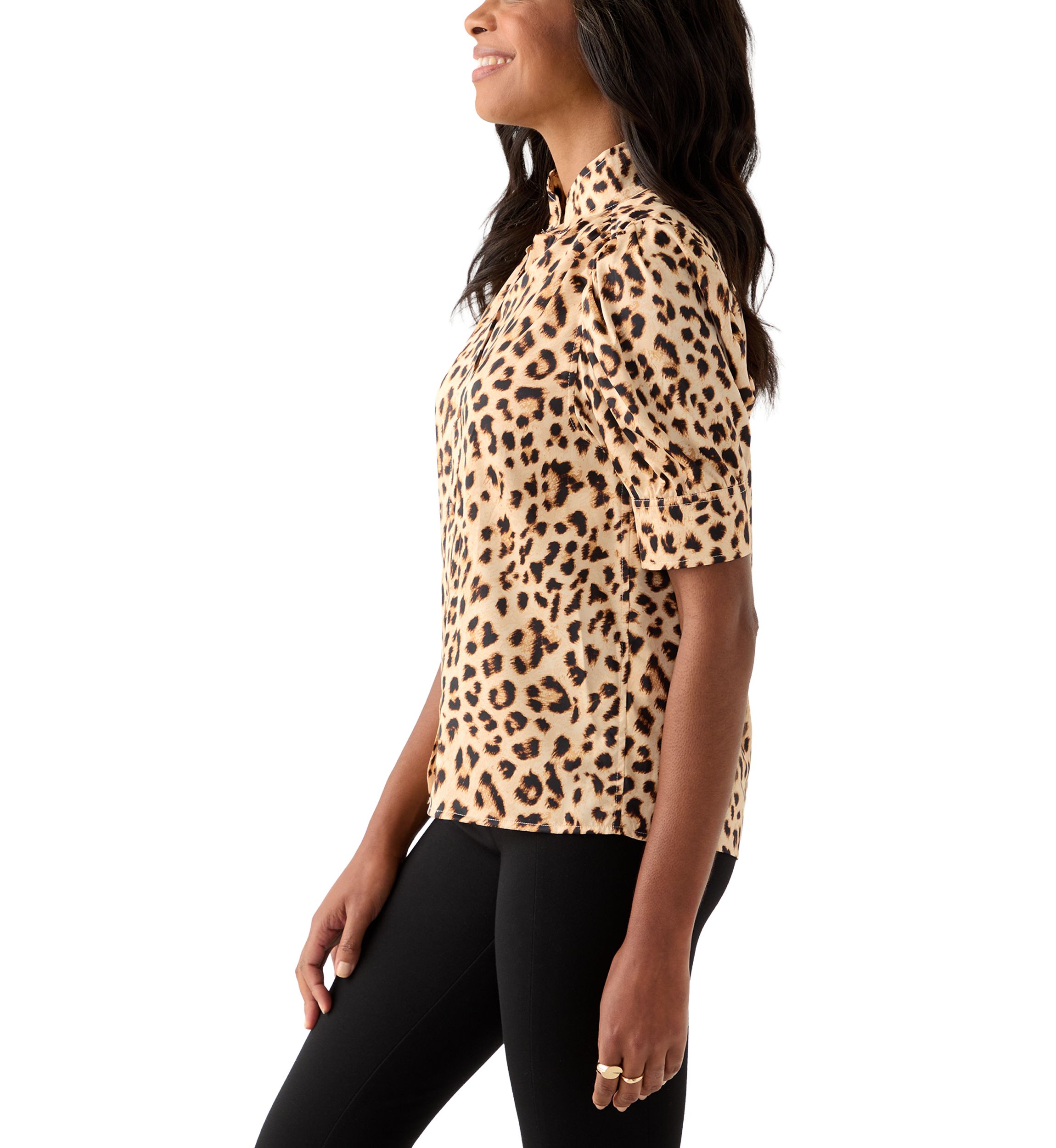 Puff Sleeve Button-Up Blouse