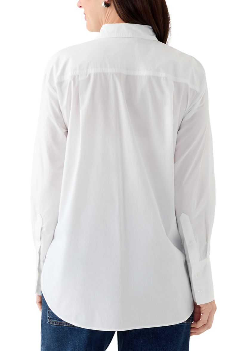 Womens Long Sleeve Tux Pleated Shirt