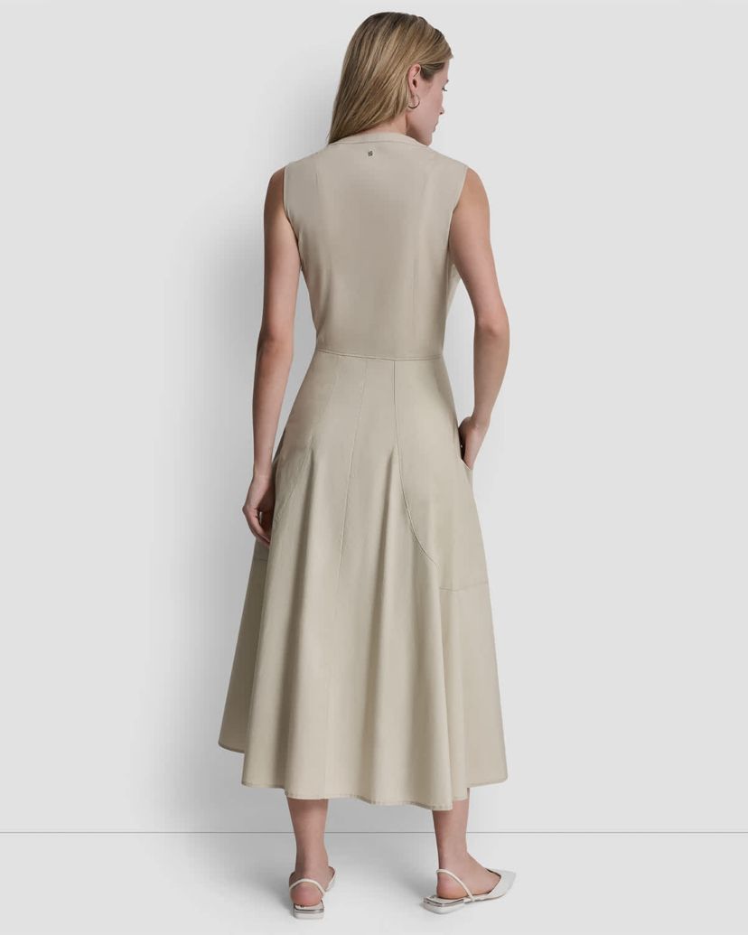 DKNY Jeans Sleeveless Poplin Midaxi Dress W/ Top Applied Pockets And Henley  Neckline | Belk