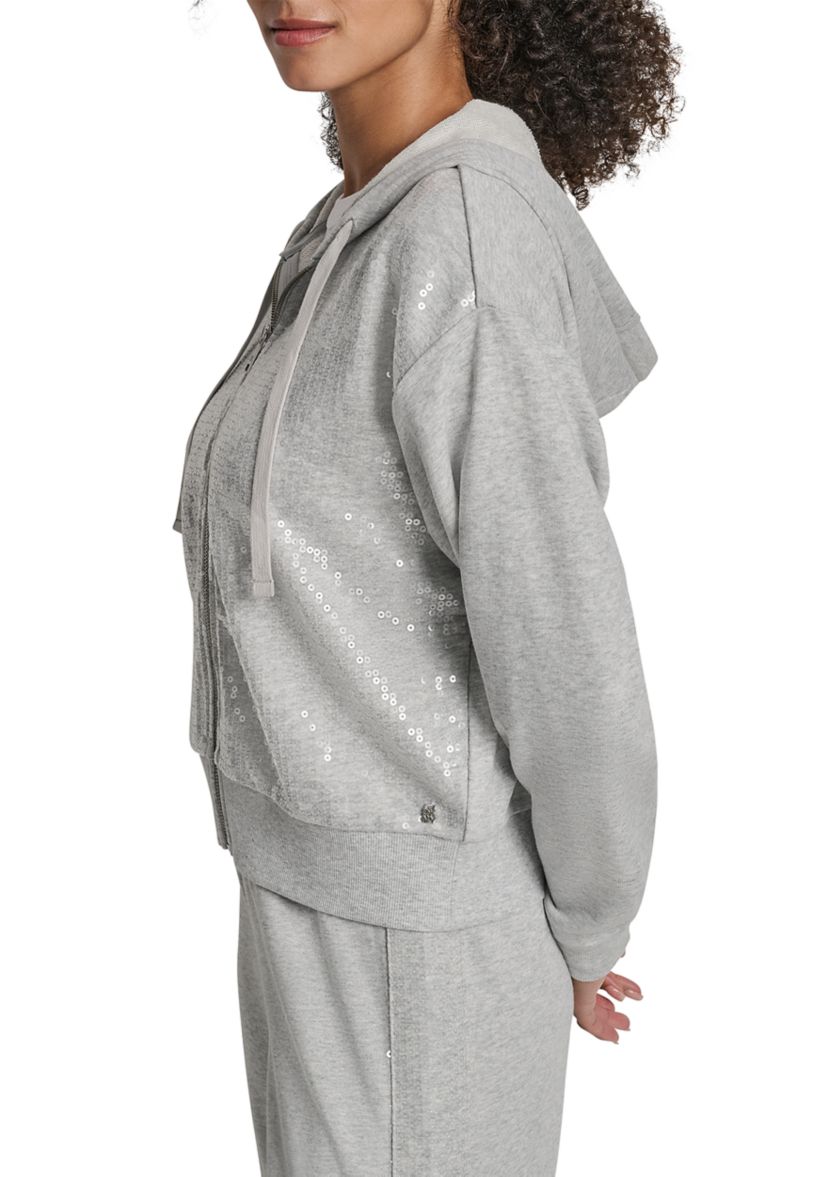 DKNY Jeans Women's Sequin Zip Front Hoodie | Belk