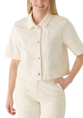 DKNY Jeans Women's Short Sleeve Button Top