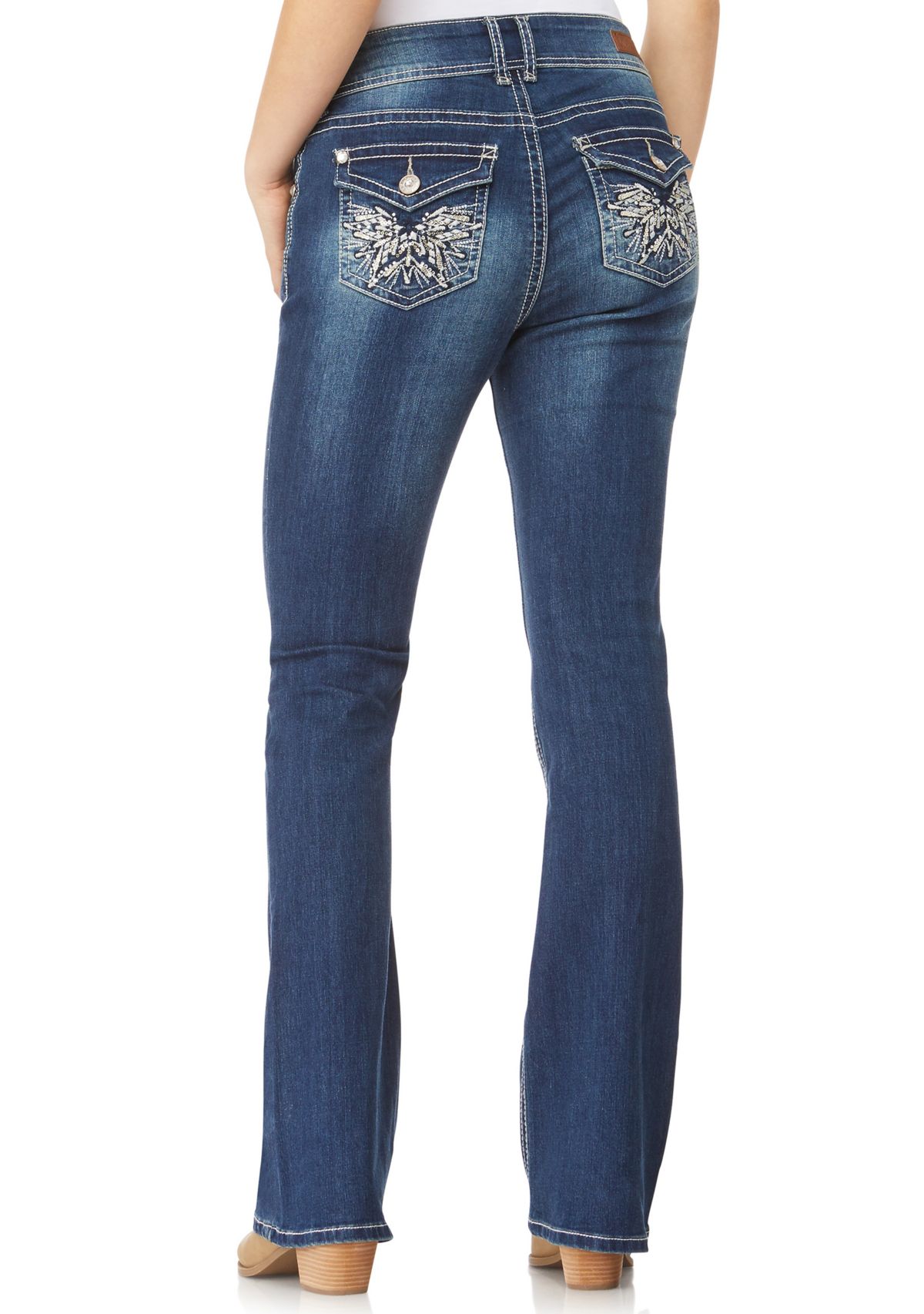 Juniors Luscious Curvy Bling Boot Cut Denim Jeans