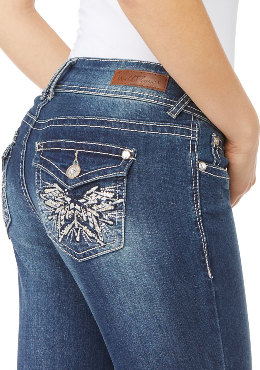Juniors Luscious Curvy Bling Boot Cut Denim Jeans