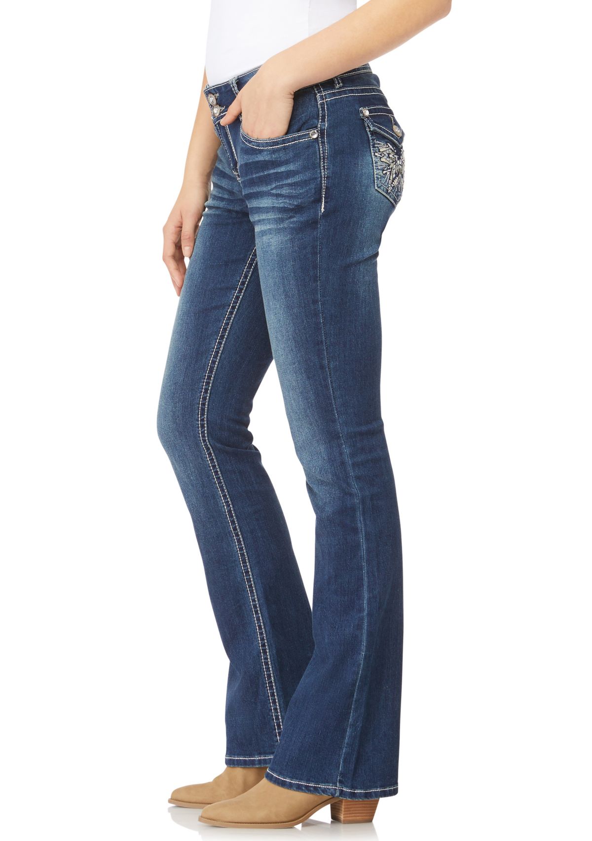 Juniors Luscious Curvy Bling Boot Cut Denim Jeans