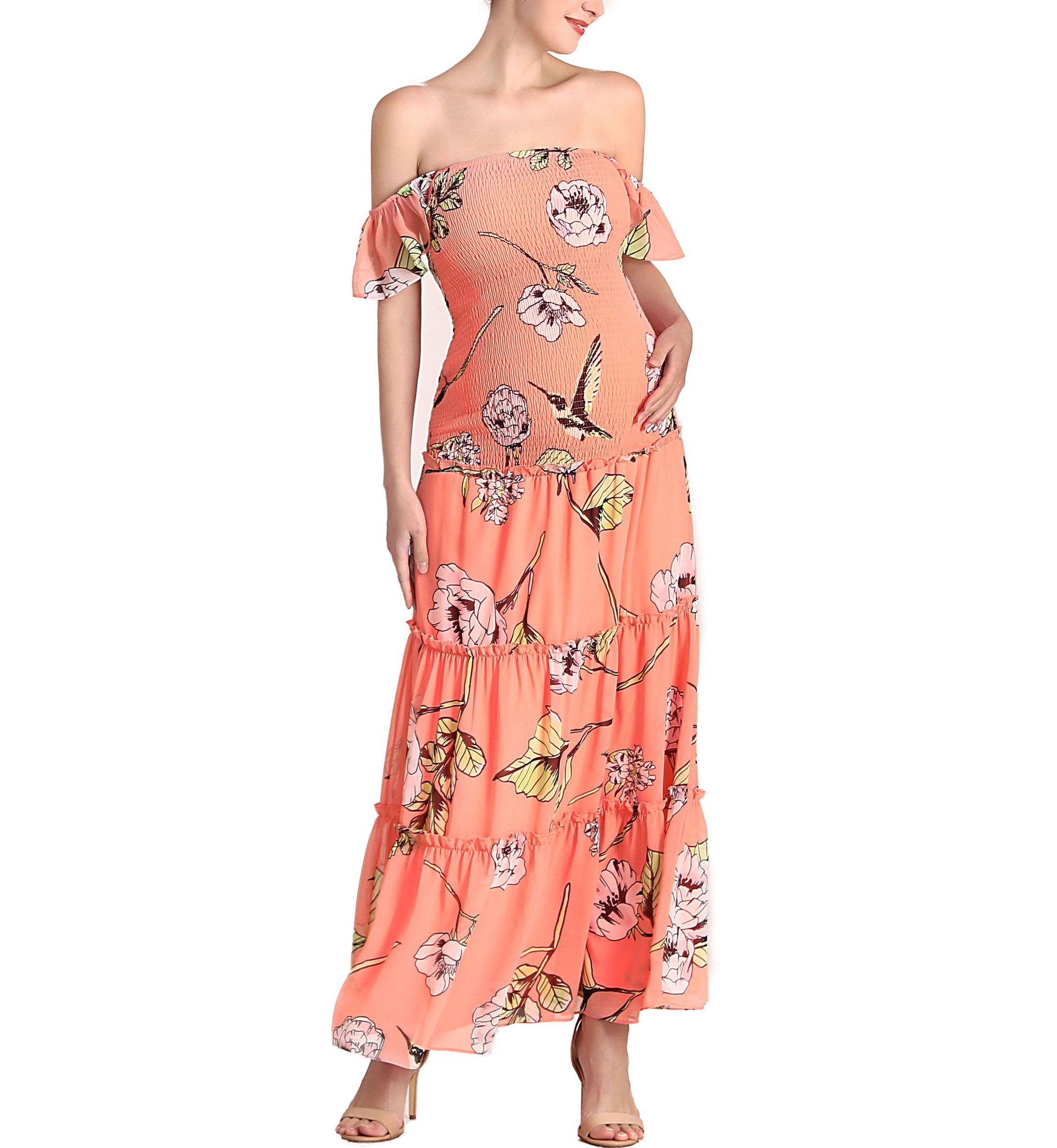 Addy Smocked Maternity Maxi Dress