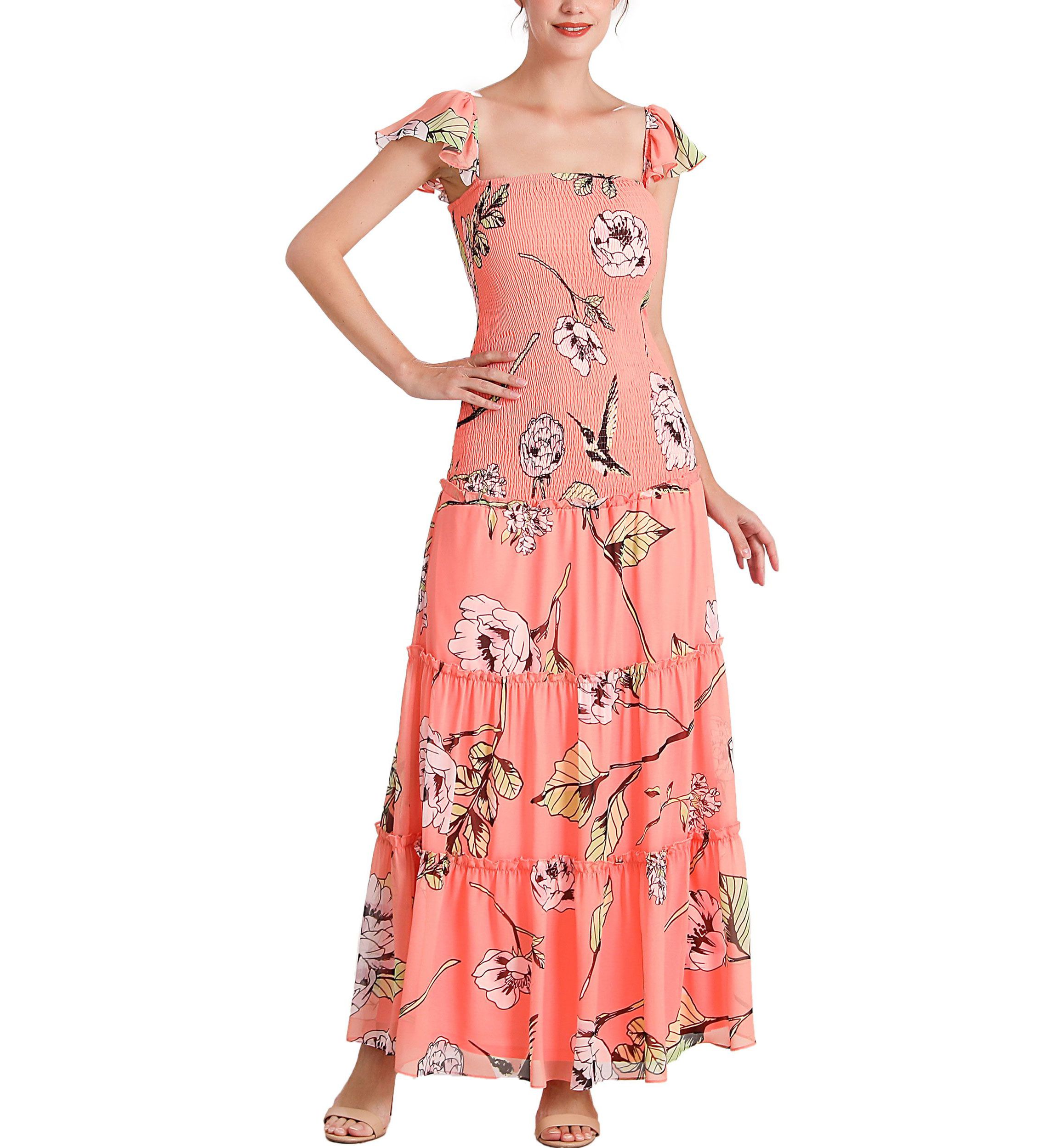 Addy Smocked Maternity Maxi Dress