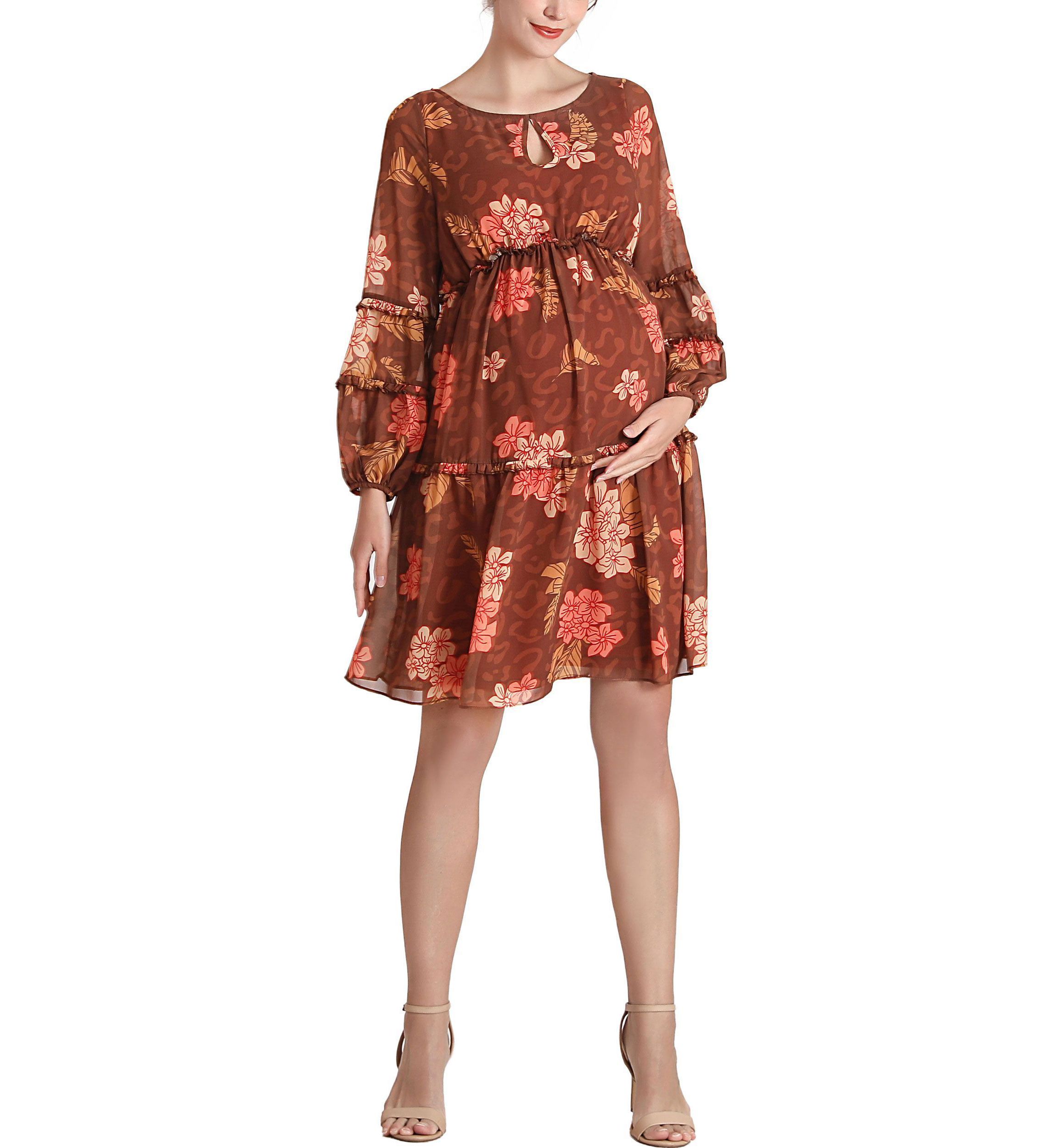 Abby Long Sleeve Maternity Babydoll Dress