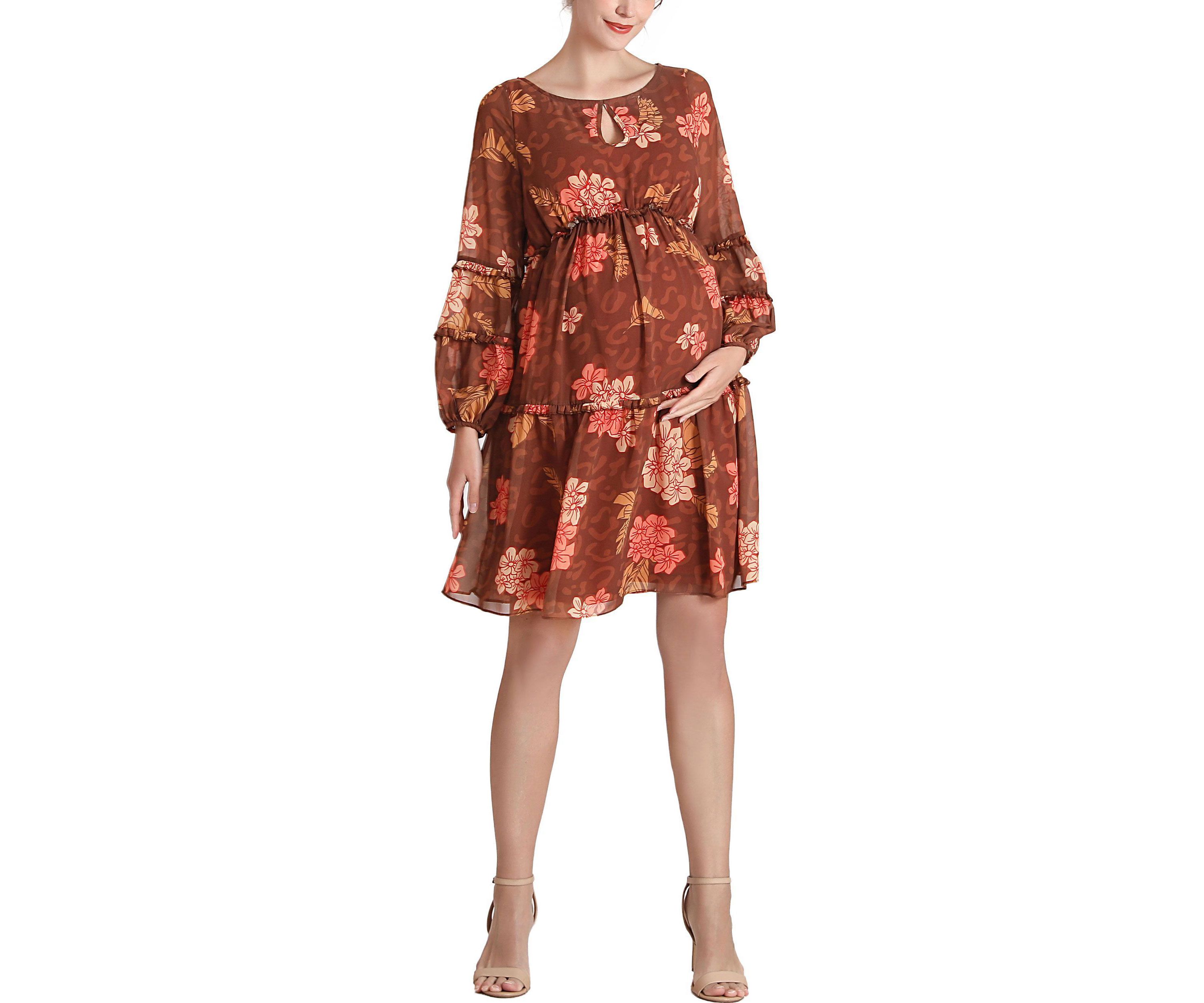 Abby Long Sleeve Maternity Babydoll Dress