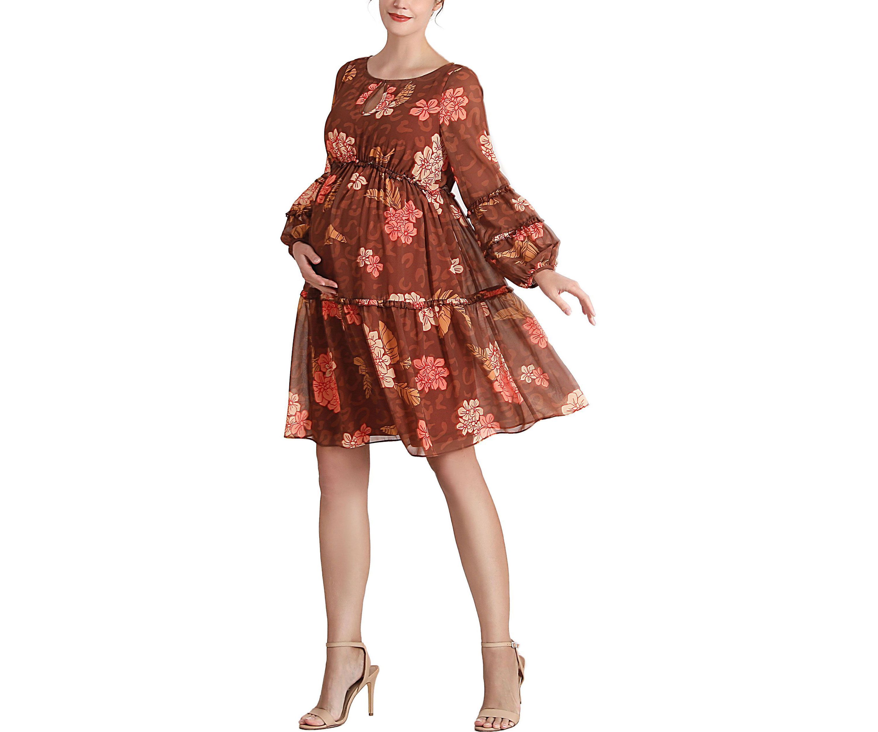 Abby Long Sleeve Maternity Babydoll Dress