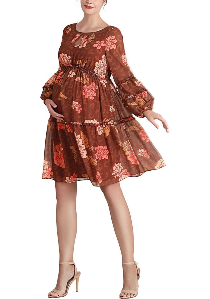 Abby Long Sleeve Maternity Babydoll Dress