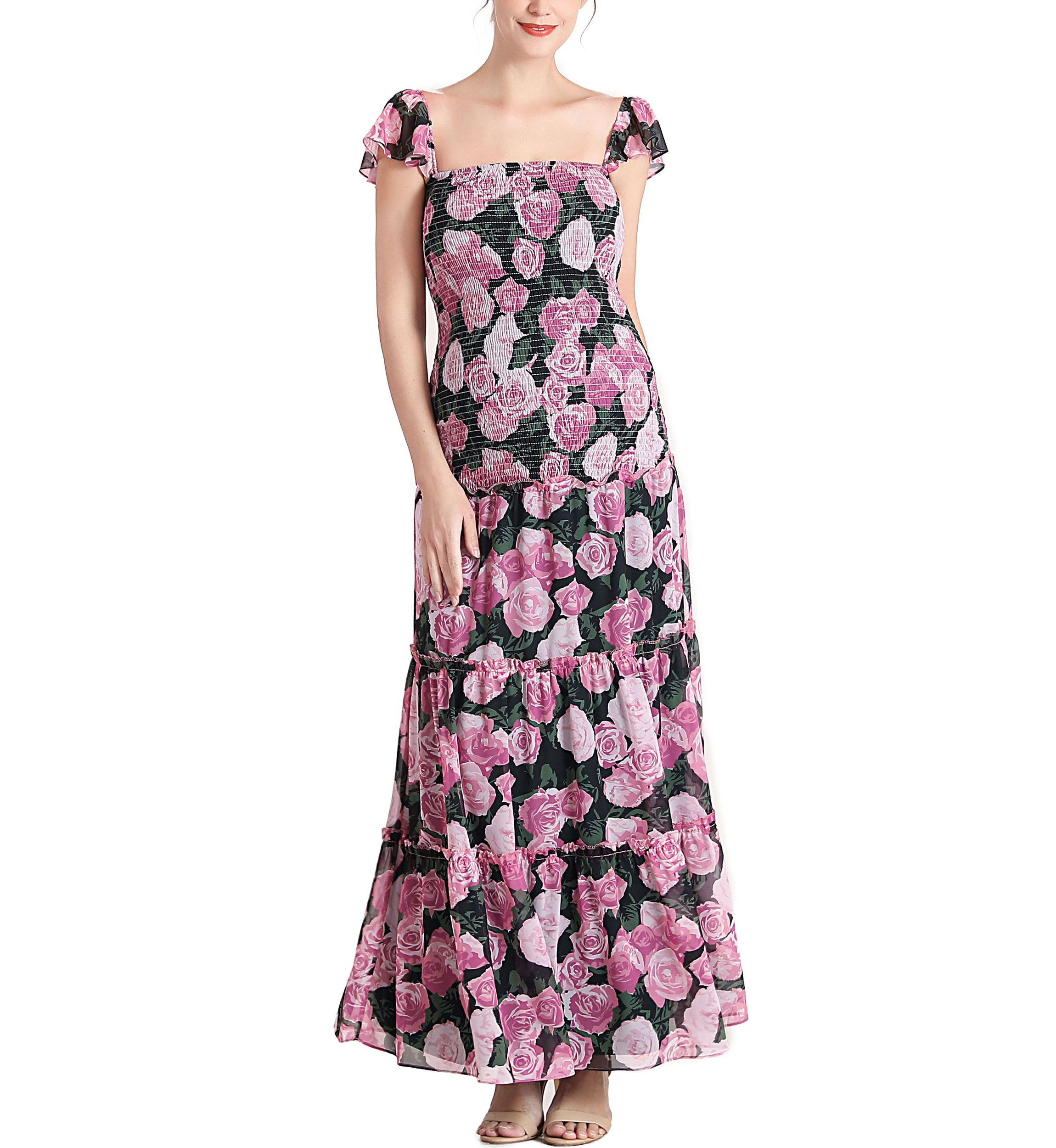 Acey Smocked Maternity Maxi Dress
