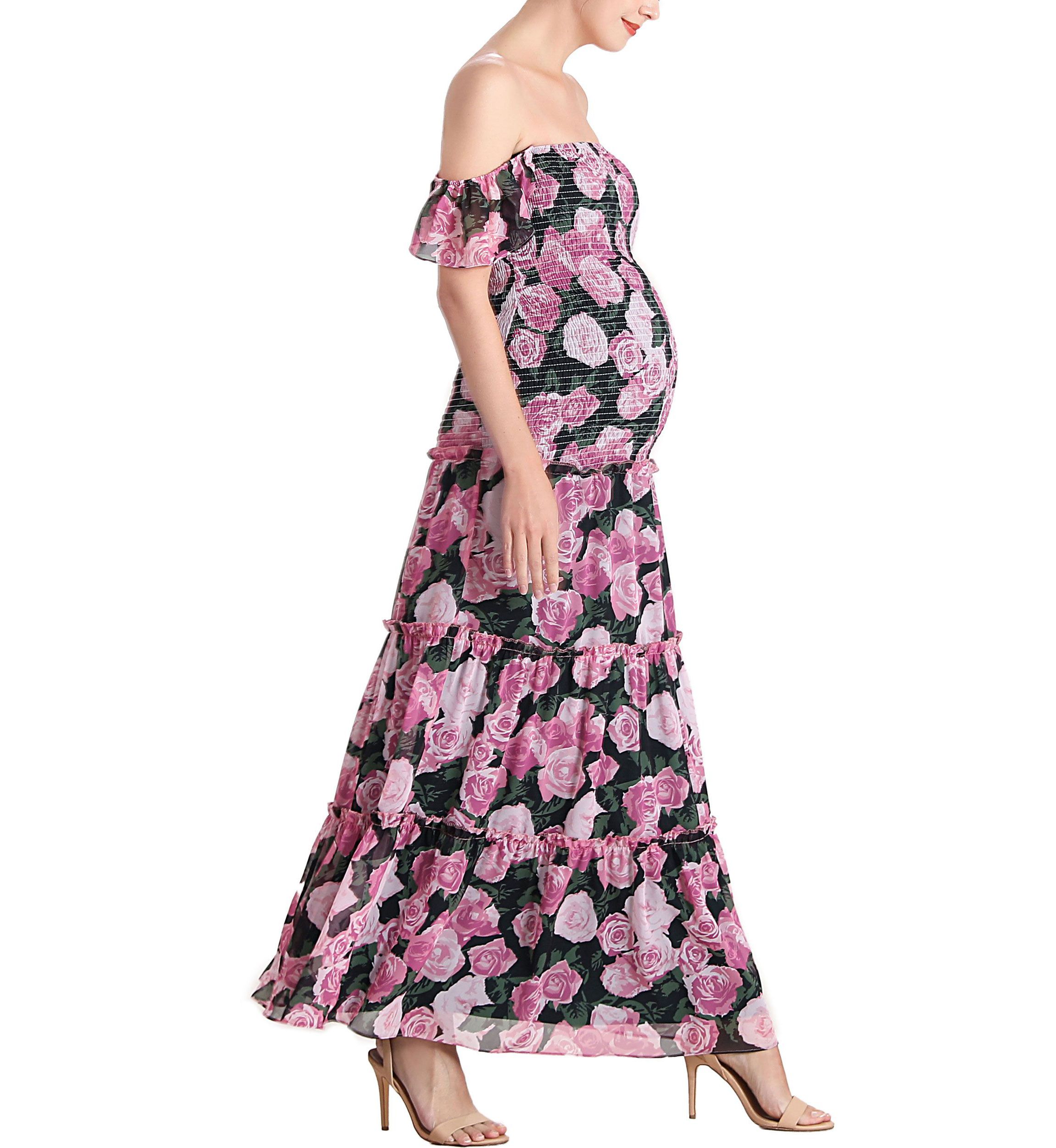 Acey Smocked Maternity Maxi Dress