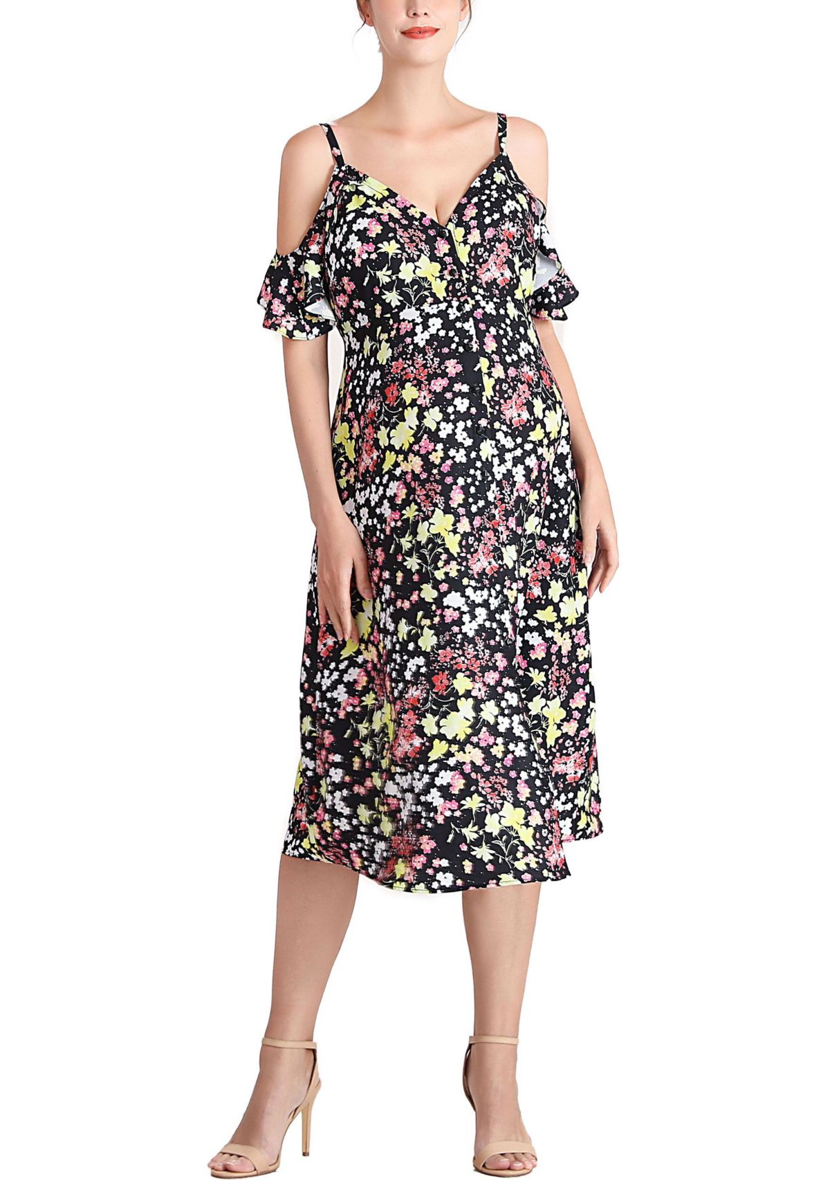 Esme Cold Shoulder Maternity Nursing Dress