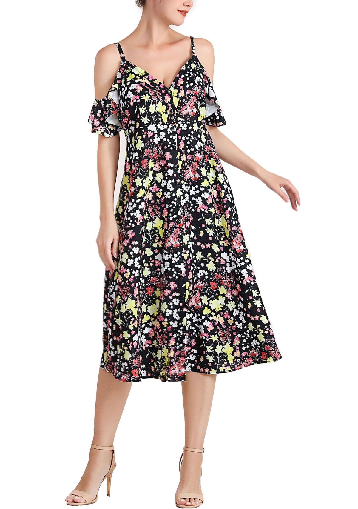 Esme Cold Shoulder Maternity Nursing Dress