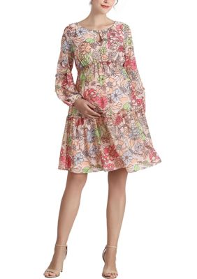 Kimi & Kai Women's Aiko Long Sleeve Maternity Babydoll Dress