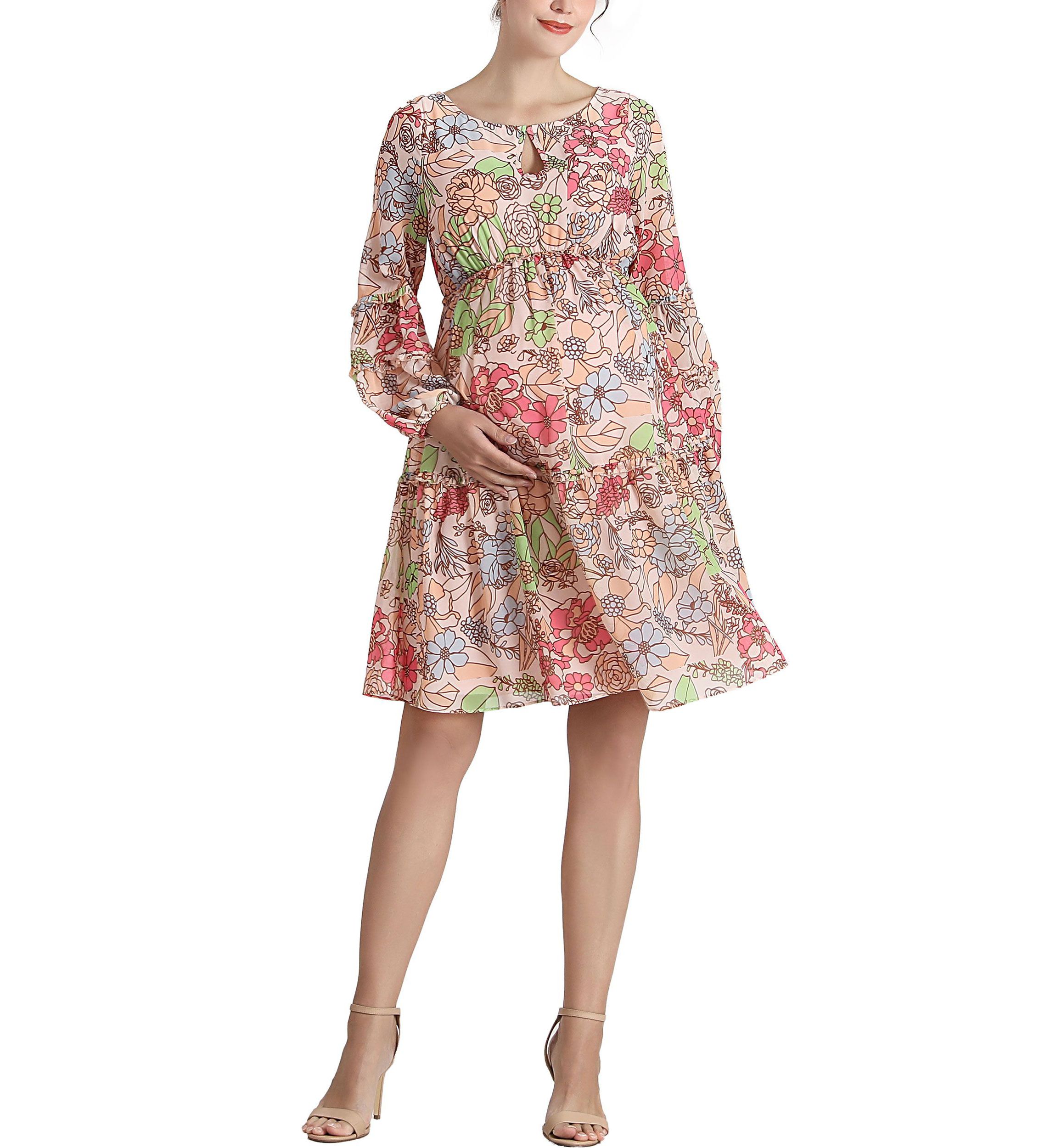 Aiko Long Sleeve Maternity Babydoll Dress