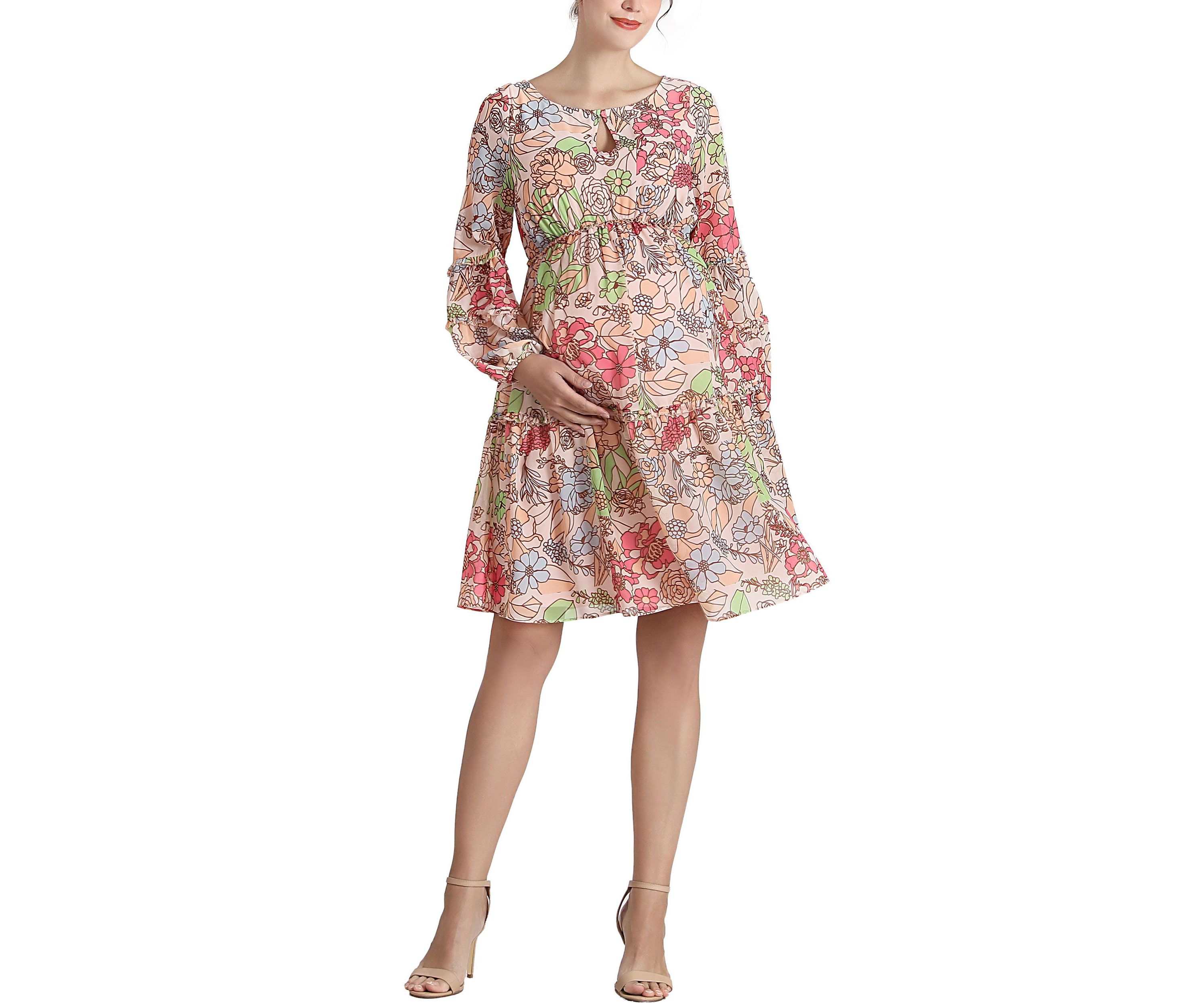 Aiko Long Sleeve Maternity Babydoll Dress