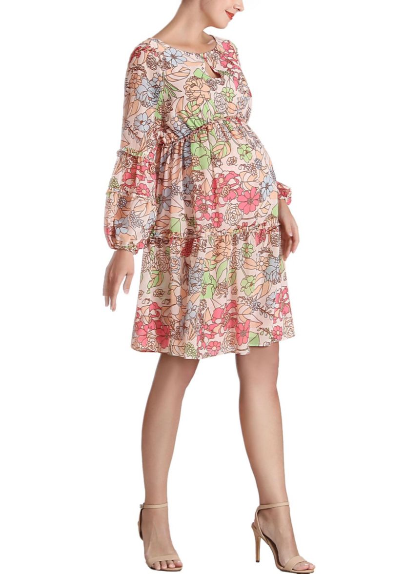 Aiko Long Sleeve Maternity Babydoll Dress