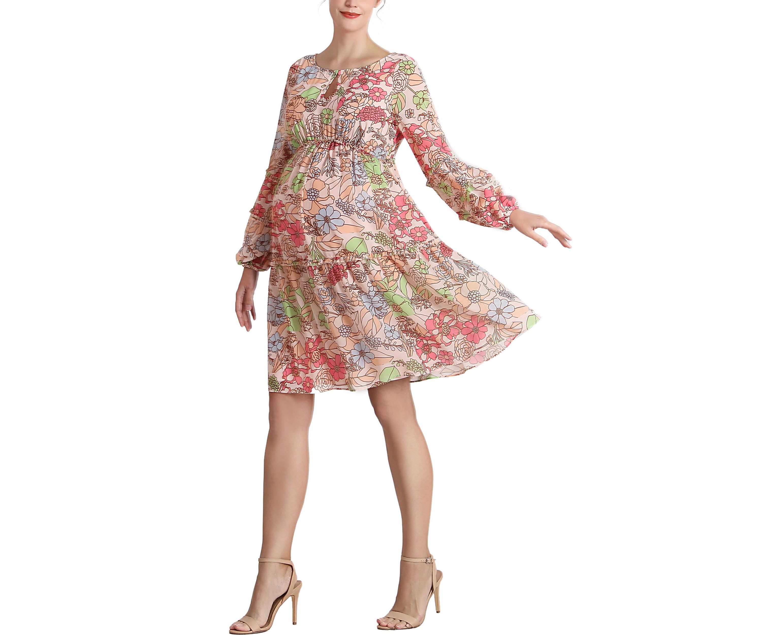 Aiko Long Sleeve Maternity Babydoll Dress
