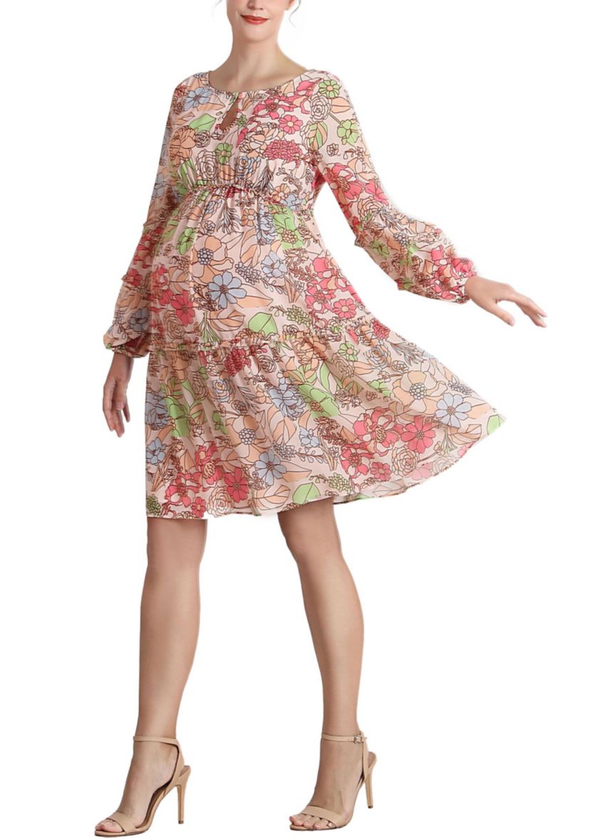 Aiko Long Sleeve Maternity Babydoll Dress