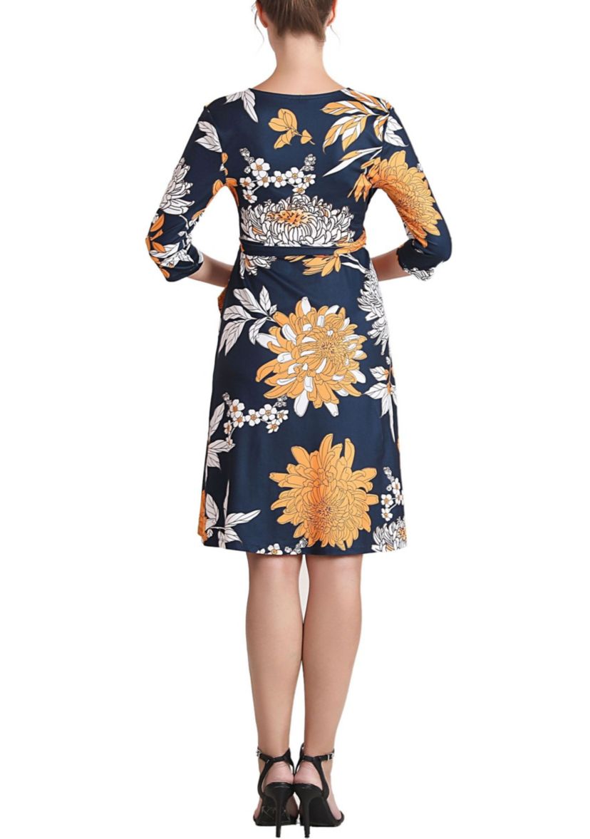 Dona Floral Faux Wrap Maternity Nursing Dress