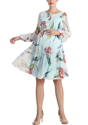 Kimi & Kai Women’s Aliz Long Sleeve Maternity Babydoll Dress