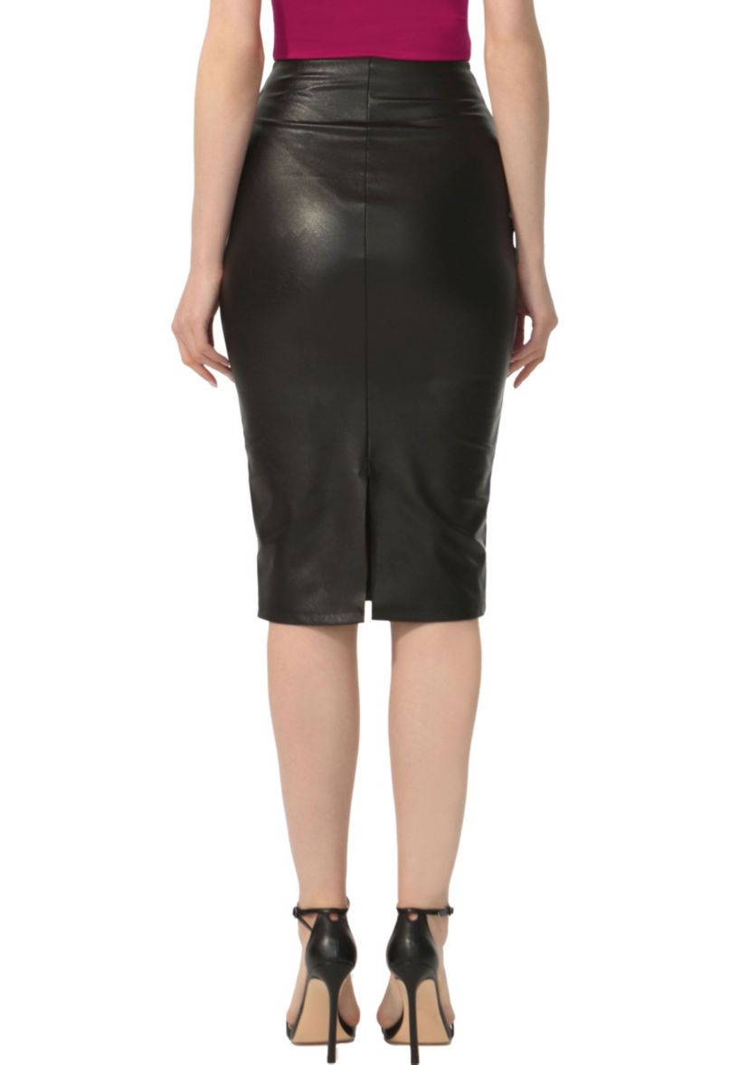 Stretch Faux Leather Pencil Skirt