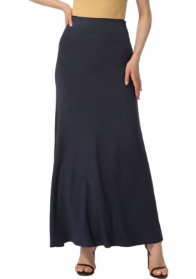 Kimi & Kai Women's Waist Ruched Maxi Skirt, Navy Blue, Small