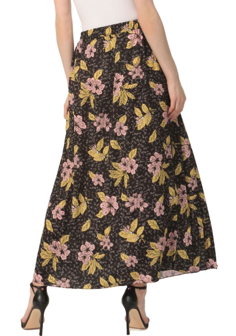 Print Box Pleat Maxi Skirt