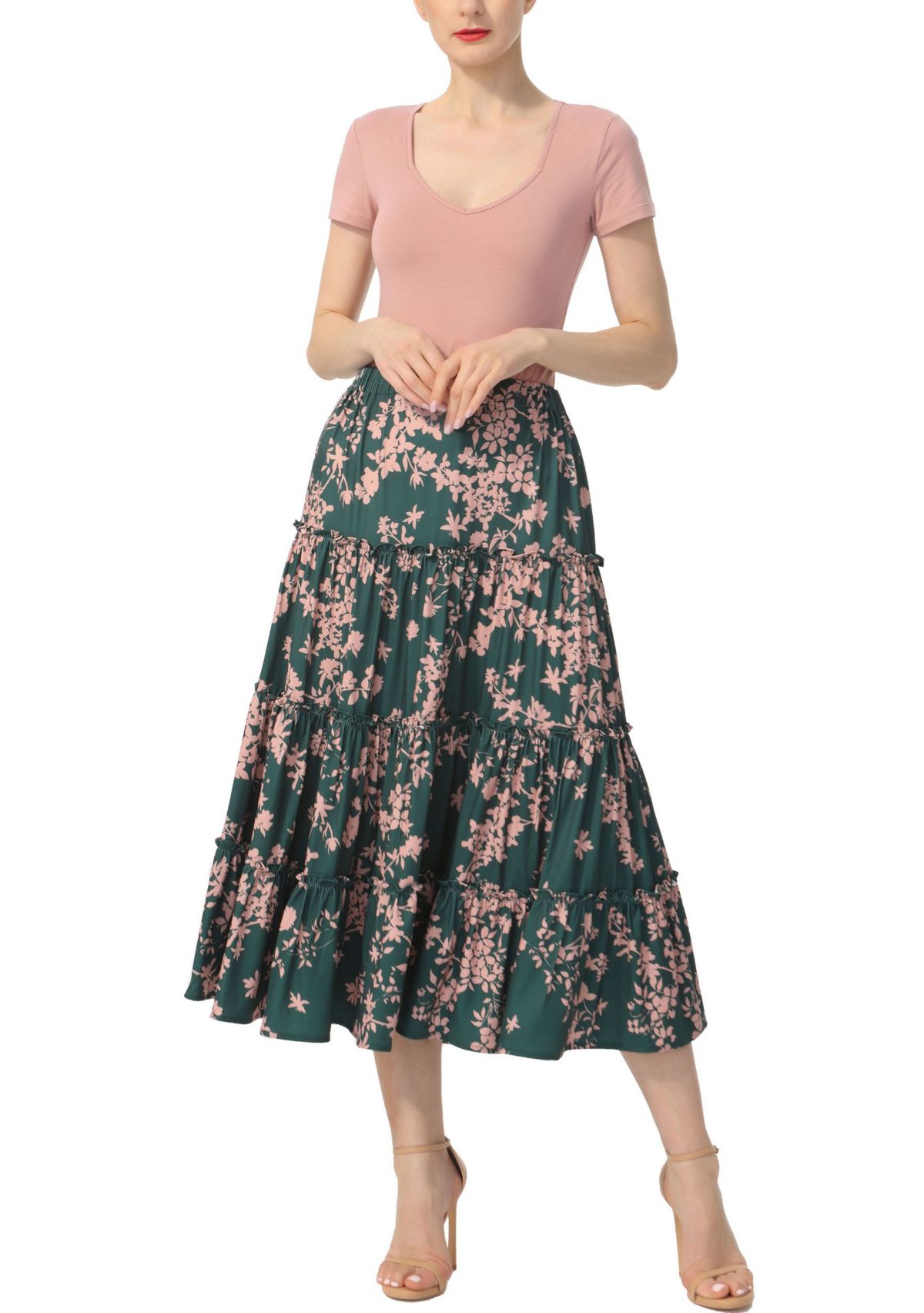 Tiered Midi Skirt