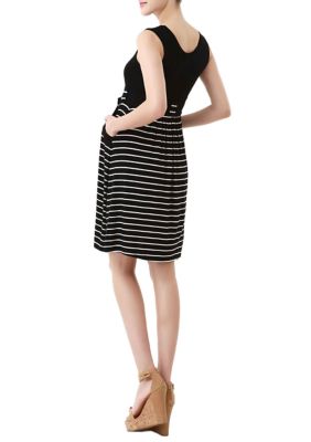 Maternity Scoop Neck Striped  Dress