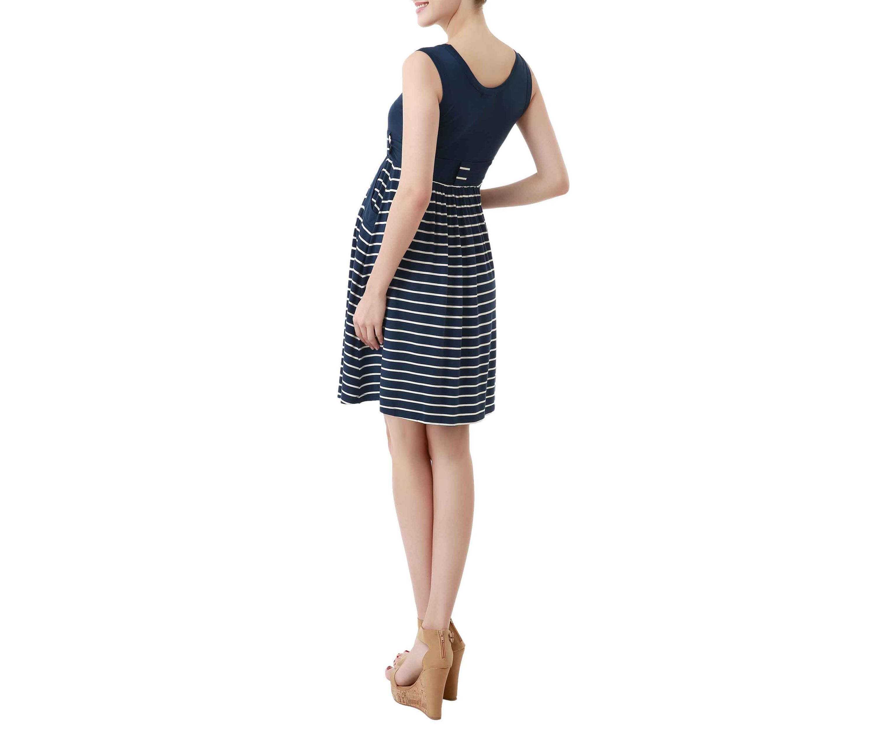 Maternity Scoop Neck Striped  Dress