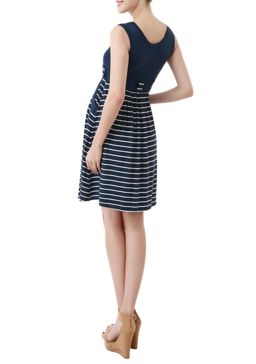 Maternity Scoop Neck Striped  Dress