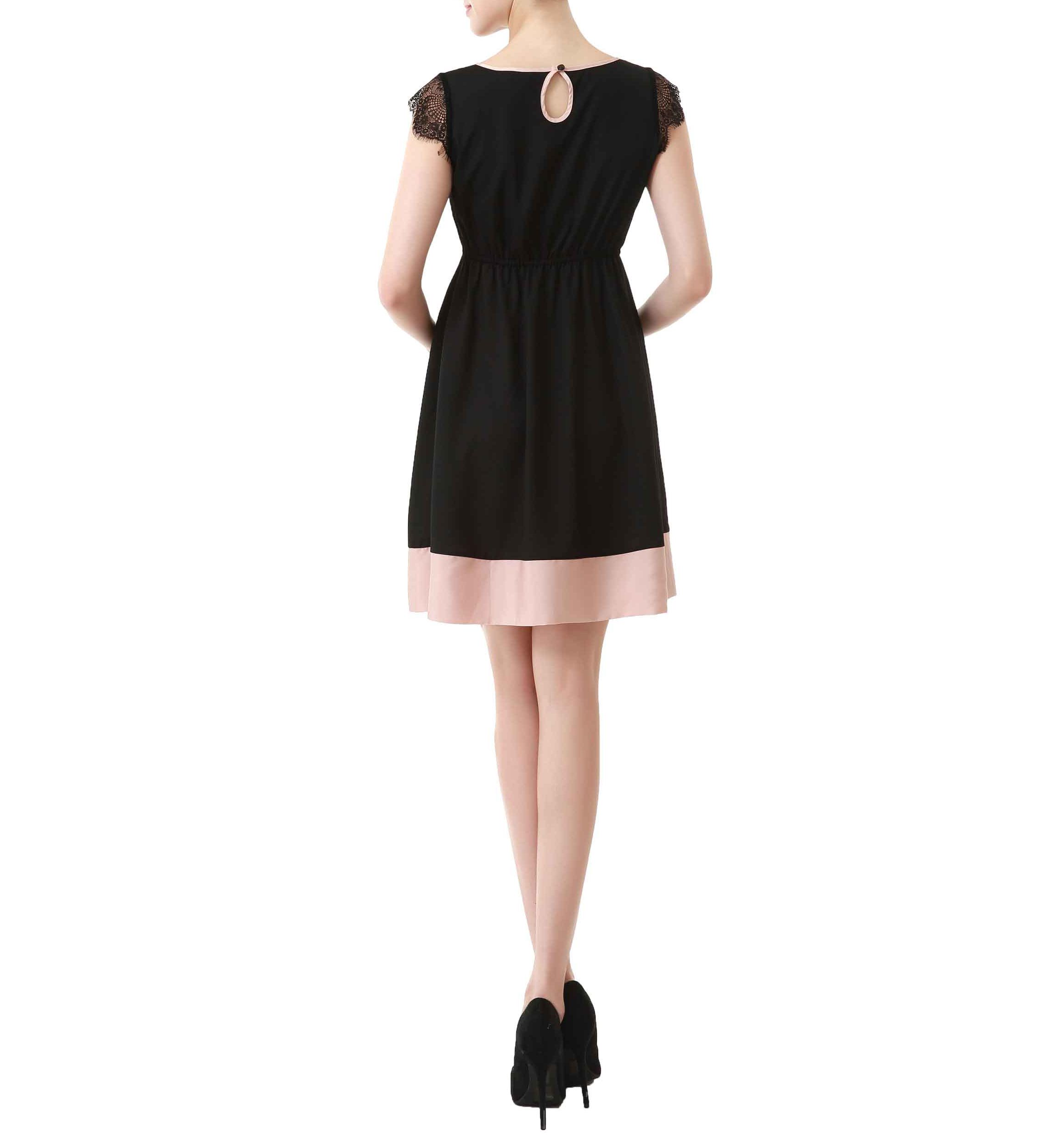Maternity Nell Lace Trimmed Colorblock  Dress