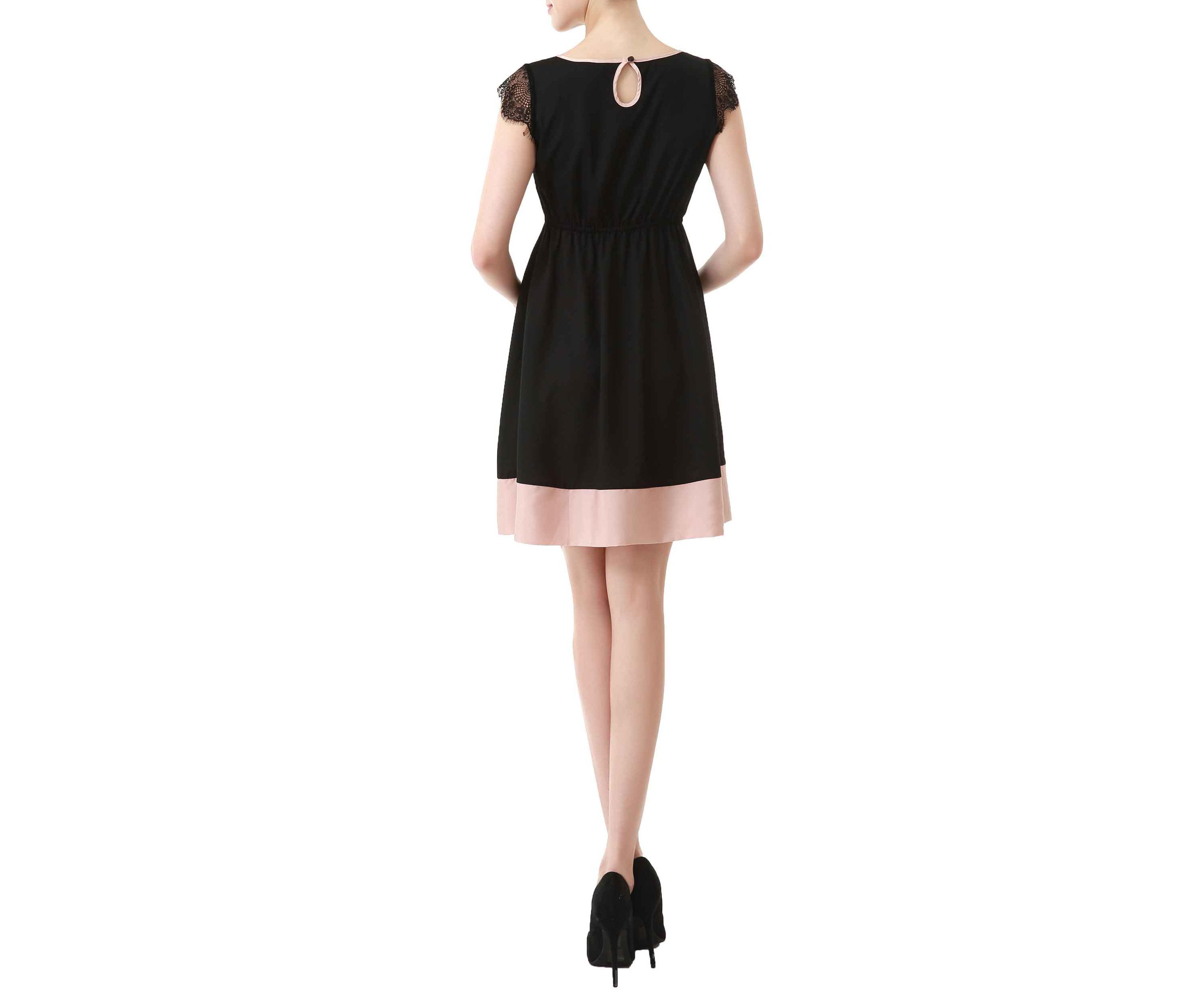 Maternity Nell Lace Trimmed Colorblock  Dress