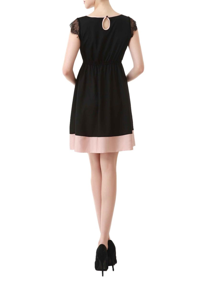 Maternity Nell Lace Trimmed Colorblock  Dress