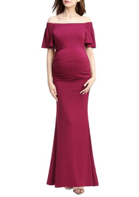 Maternity Abigail Off-Shoulder  Maxi Dress