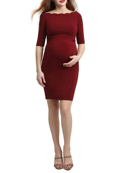 Maternity Kendall Scallop Trim  Midi Dress