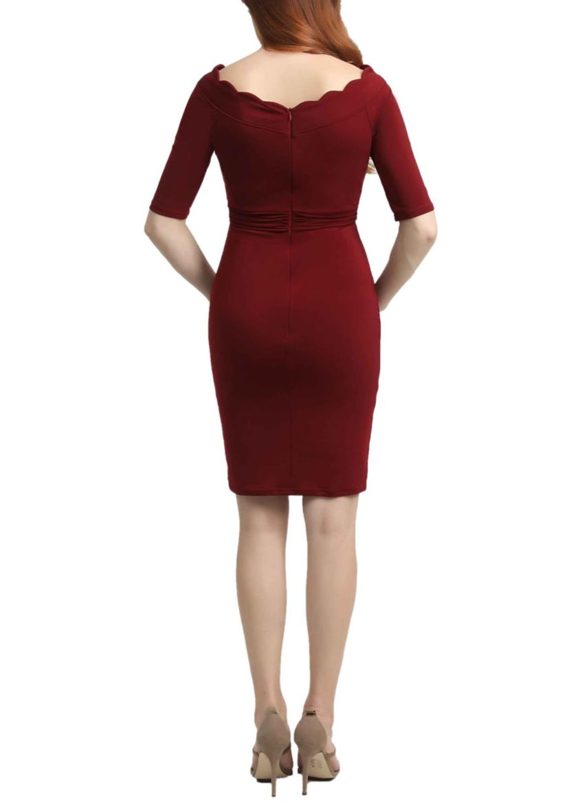 Maternity Kendall Scallop Trim  Midi Dress