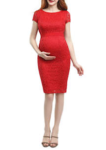 Kimi & Kai Maternity Nancy Lace Midi Dress | belk