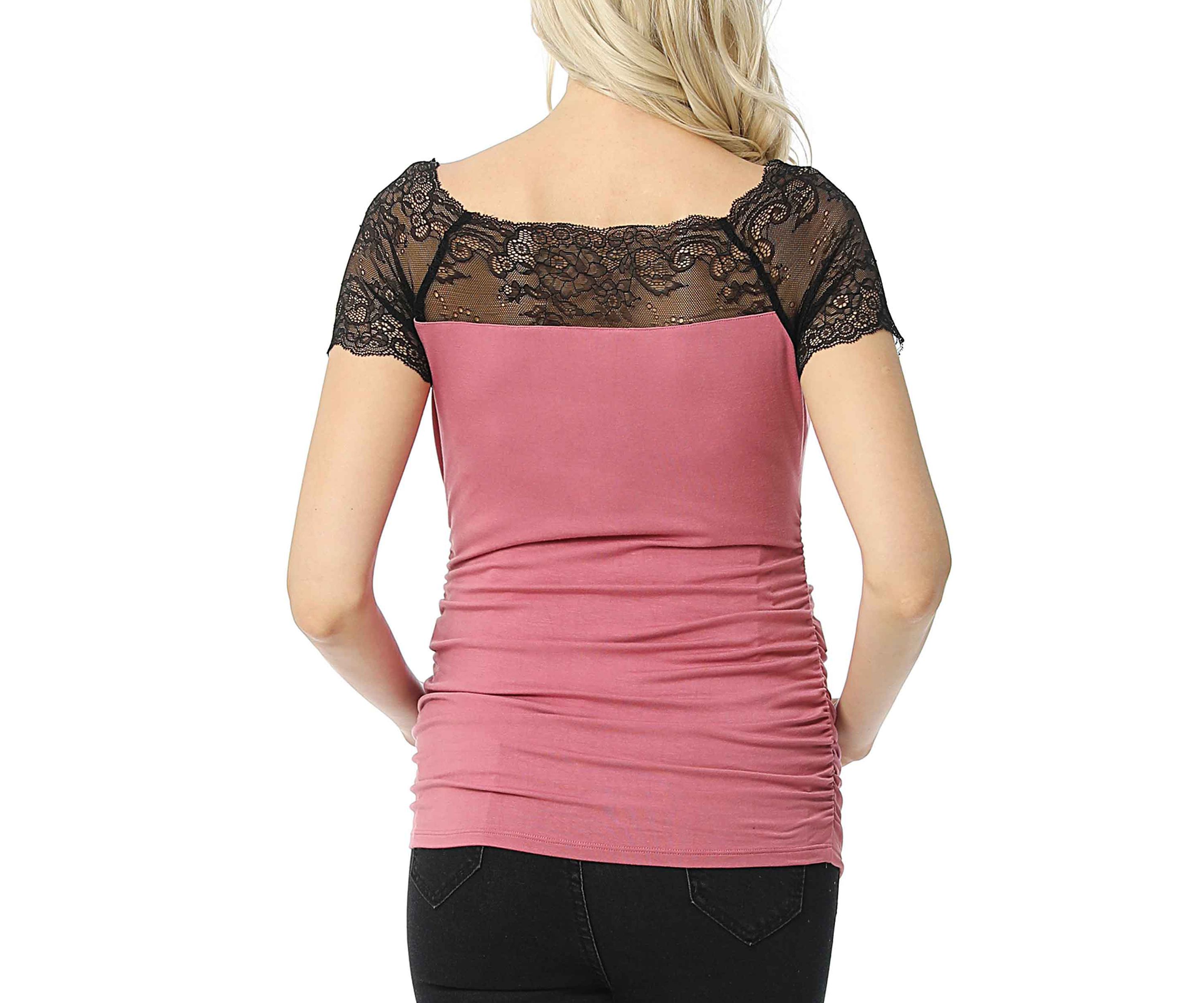 Maternity  Valerie Lace Shoulder  Ruched Top