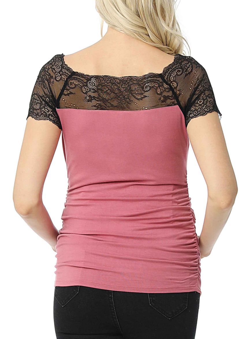 Maternity  Valerie Lace Shoulder  Ruched Top
