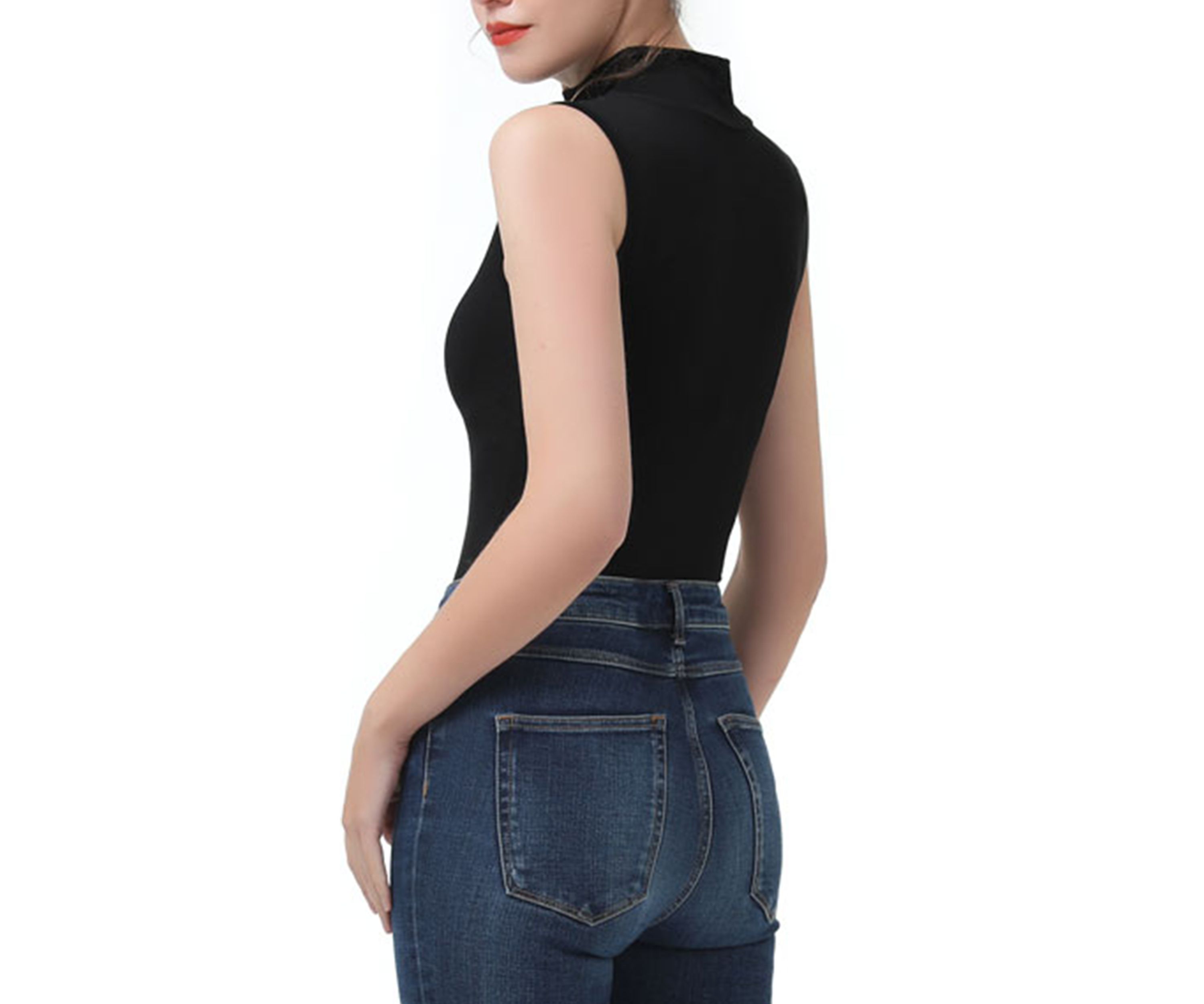 Womens Turtleneck Sleeveless Bodysuit