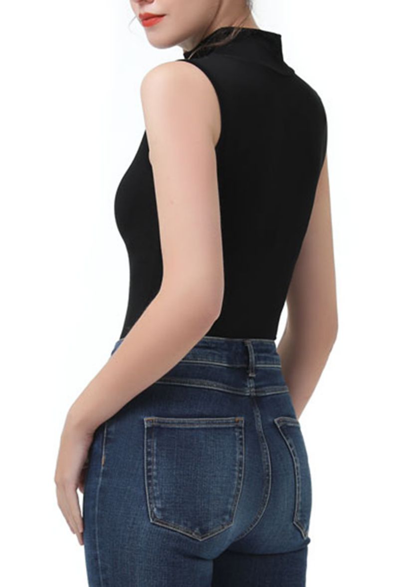 Womens Turtleneck Sleeveless Bodysuit